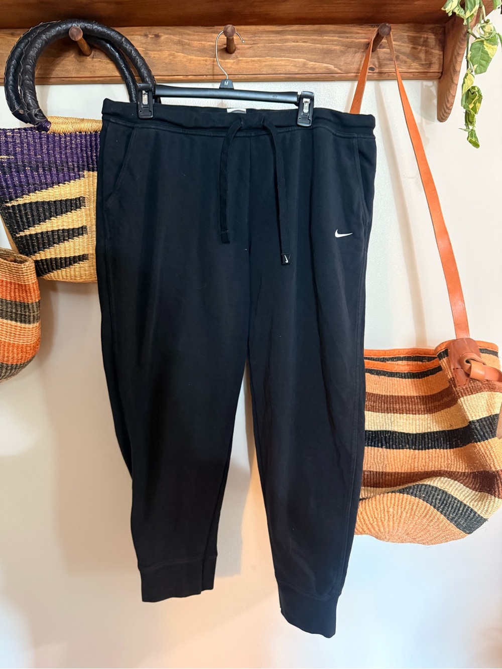 Nike Black Dri-FIT Jogger Sweatpants with White Logo